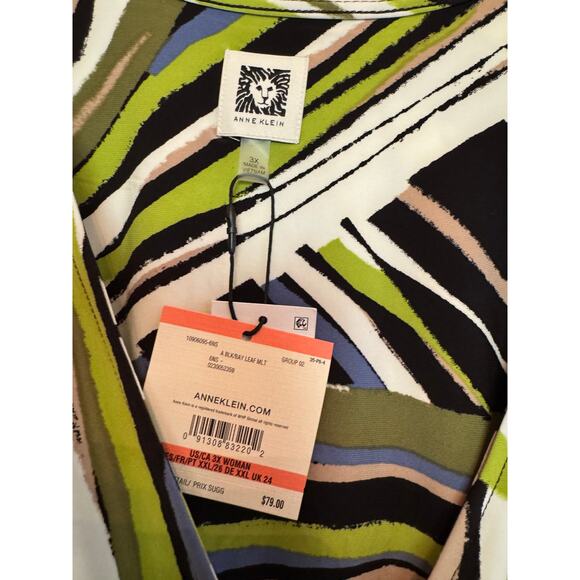 Anne Klein 3X Faux Wrap Top Multicolor Leaf Print Stretch Tunic NWT MSRP$79 - Picture 6 of 10